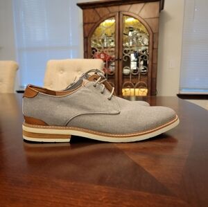 Florsheim Casual Gray Canvas Derby Shoes with Tan Accents Size 11